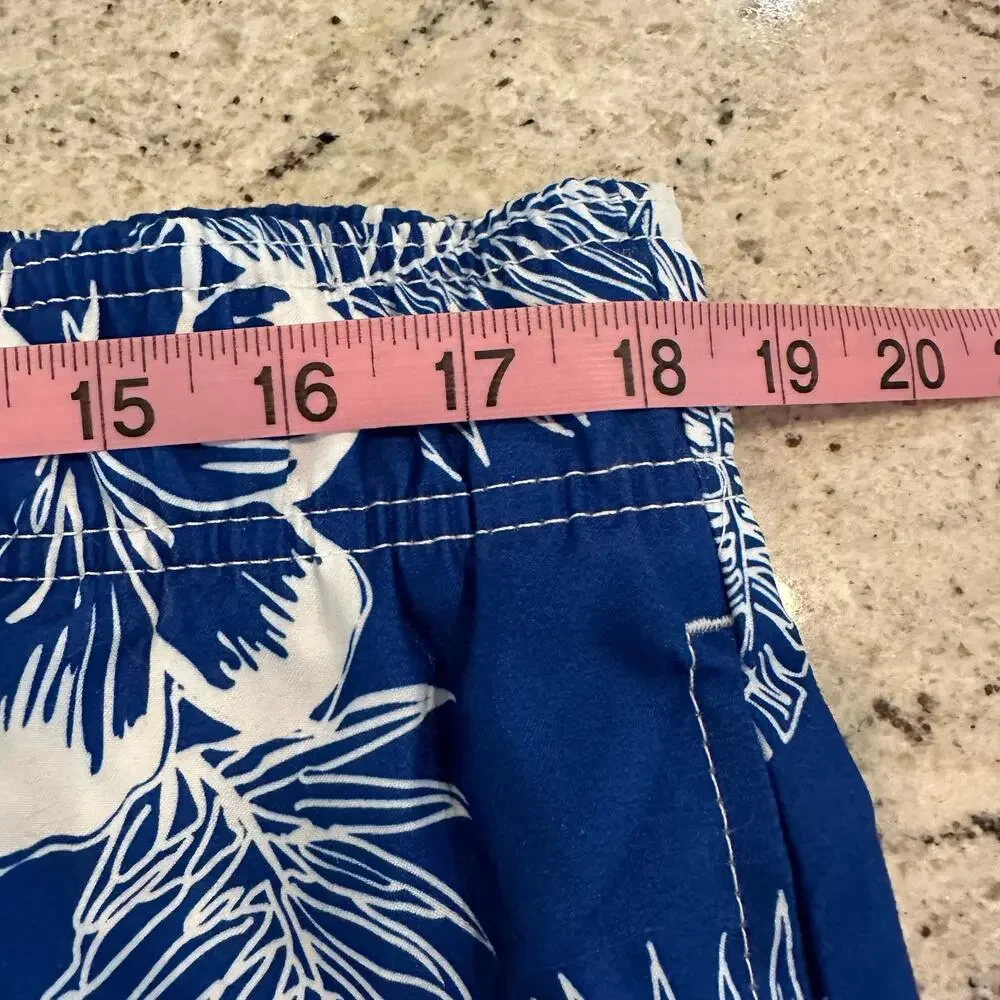 Ocean Pacific OP‎ Mens Size Large Swimming Trunks Blue White Tropical Print - Picture 4 of 8